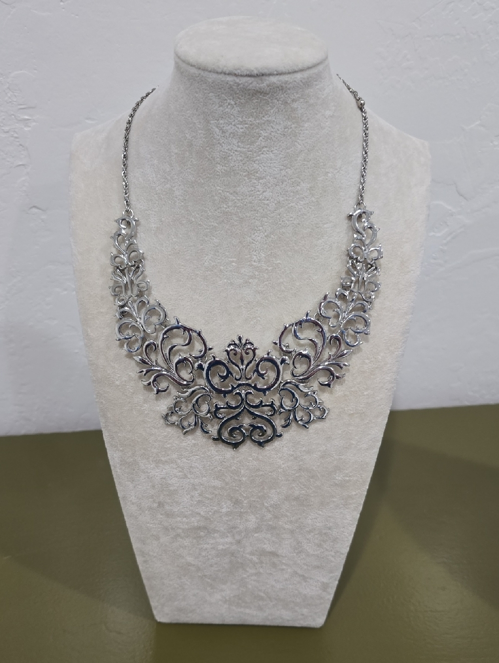 Silver Filigree Statement Necklace - Women Jewelry